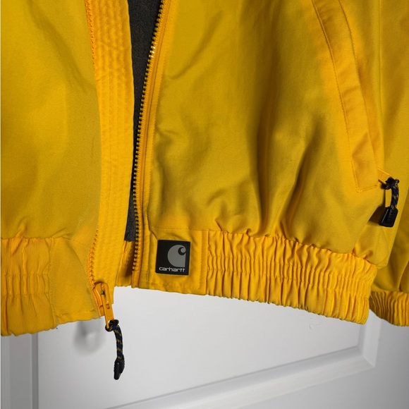 Men’s Large Carhartt Fleece Lined Workwear Yellow Jacket - Picture 6 of 12